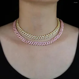 CHOKER 2022 White Cz Iced Out Hip Hop Miami Curb Cuban Link Chain Ожерелье для женщин для женщин.