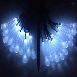 Strängar 20Led Water Drop Solar Light String Waterproof Raindrop Garden Decorative Christmas