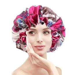 Big Size Hat Women Bonnets Moda Africano Impressão Doubla de camada dupla Capace de sono elástico para mulheres Capatos de cabelo Curcly