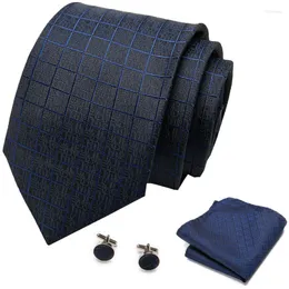 Bow Ties Fashion Men's Neck Tie Set Silk Slyckig handdukar uppsättningar Plaid Paisley 8cm bredd för bröllopsfest