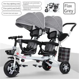 Hemtr￤dg￥rdsvikning Tvilling Barntricering 1-7 ￥r gammal dubbel ridcykel Tvillingbaby barnvagn barn som g￥r artefakt