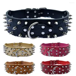 Dog Collars Large Pet Collar 2 Inch Wide Croc Leather Spiked For Pitbulls Dogs Size M L XL XXL Big Products