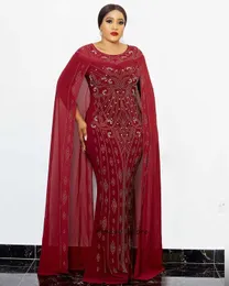 Party Dresses African Woman Dress Hot Fix Rhinestone Beading Cloak Decoration Chiffon Polyester Plus Size Stretch Fishtail Long Dress T220930