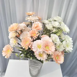 Dekorative Blumen, 10 Köpfe, Chrysanthemen, künstlicher Blumenzweig, Gänseblümchen, Seide, Schönheit, Hochzeit, Zuhause, Party, Dekoration