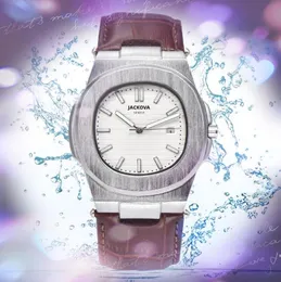 Square Simple Dial Spectwatch Watch Mens Quartz Движение Время часы подарки подлинные кожа