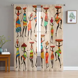 Vorhang Ethnische afrikanische Frauen Tüll Vorhänge für Wohnzimmer Vorhänge Fenster schiere moderne Schlafzimmer Dekor