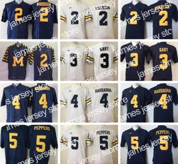 NCAA Michigan Wolverines Ollege voetbal jerseys Mens #4 Jim Harbaugh 3 Gary 2 Woodson 5 Jabrill Peppers C
