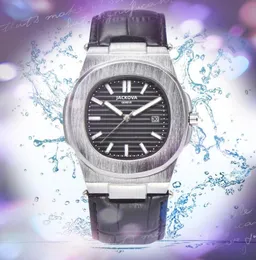 Три Stiches Quartz Mens Time Time Часы часы секундомер 42 мм квадратный простые циферблаты подлинный кожаный ремень Швейцария щедро