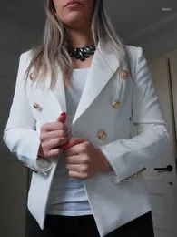 Damenanzüge 2022 Frauen Weiß Rot Designer Blazer Jacke Damen Zweireiher Metall Löwenknöpfe Plus Größe Großhandel Drop