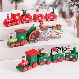Juldekorationer trä tåg Xmas gåva god dekoration för hemårsdekor 2022 Navidad Kerst Noel Ornaments