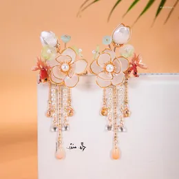 Hair Clips Chinese Style Hairpin Girl Retro Lovely Fairy Hanfu Ornaments Lotus Koi Tassel Pair Clip Antique Headpiece