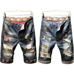 Calças jeans curtas esticadas masculinas, calças fashion casuais, slim fit, denim elástico, roupas de marca, shorts jeans masculinos para homens, largos