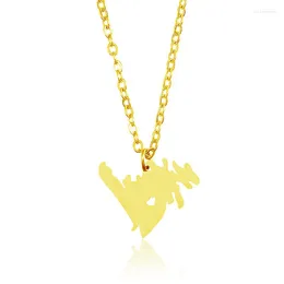 Catene Foundland Mappa Collana Oro Argento Colore Ciondolo Cuore In Acciaio Inossidabile Gioielli Commemorativi