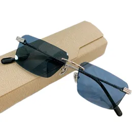 Neues Modell, übergroße, randlose Herren-Sonnenbrille, 0032, 57-14-150, quadratisch, Bigrim, luxuriös, rechteckig, polarisierte Brillen für Korrektionsbrillen, komplettes Etui