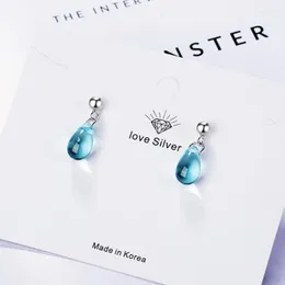 Dangle Earrings Korean Literary Sweet Blue Water Droplets For Women Pendientes Jewelry Gift Brincos SAE55