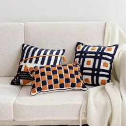 Pillow Orange Black Contrast Moroccan Tufted Cover Geometric 45x45cm/30x50cm Home Decoration Sofa