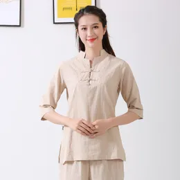 Menina de tracksuits masculinos linho de algodão masculino Wushu roupas wushu mulheres e homens adultos artes marciais ala chun mai tai chi uniforme