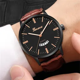 Armbanduhren Uhr Männer 2022 Mode Rose Gold Zifferblatt Quarz Leder Armband Orologio Uomo