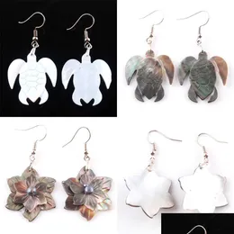 Dangle Chandelier Animal Turtle Dangle Hook Earrings Paua Abalone Shell Bead Pendant Seashell Earring Women Hanging Jewe Bdejewelry Dhwnx