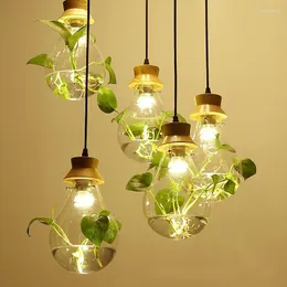 Pendant Lamps Nordic Creative Restaurant Bar Chandelier Modern Minimalist Balcony Window Water Culture Plant Glass