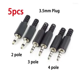 Belysningstillbehör 5st 3,5 mm RCA Plug 2 3 4 Pole Mono Stereo Audio Converter Video Dual Headphone Cable Wire Connector för Socket