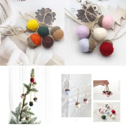 Christmas Decorations 10PCS Felt Acorn Tree Ornaments Hanging Ball Home Office School Party Craft DIY Decoration