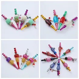 Fumare colorato Più stile Metallo Filtro rimovibile Erba secca Tabacco Preroll Portasigarette Ciondolo portatile Diamanti Decorare Narghilè Shisha Tubi Suggerimenti DHL