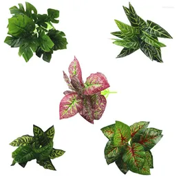 Dekorative Blumen, Heim-Gras-Dekoration, künstlicher Pflanzenstamm, realistischer 12-Blatt-Zweig mit künstlichen Blättern