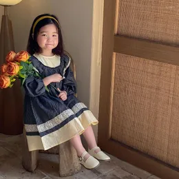Девушка платья Honeycherry осенью корейская версия ретро -платье для клетчатки