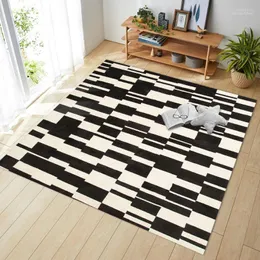 Mattor svartvitt geometriskt m￶nster flanell mjukt sovrum soffa bord matta s￤ngplats matta nordisk stil vardagsrum matta
