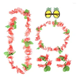 Decorazione per feste 1 set di forniture hawaiane simulazione ghirlanda di fiori occhiali Luau ananas