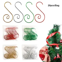 20Pc S-Shaped Christmas Hook DIY Christmas Tree Pendant Four Colors Christmas Doll Hook New Year Festival Decoration Accessories