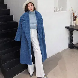 Frauen Pelz Frauen Faux Frauen Winter Mantel Schafschur Dame Casual Warme Natürliche Lamm Wolle Mantel Lange Große Größe