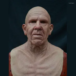 Festmasker Peruk Old Man Mask Halloween Helt Latex Ansikte Skrämmande huvudbonader Skräck för spel Cosplay Prom Rekvisita 2022