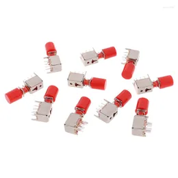 Switch 10pcs PS-22F03 Right Angle PCB Latching Push Button With Cap 6 Pin Self-locking Key Power Switches