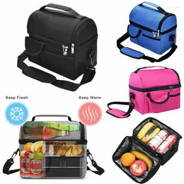 Storage Bags Large Insulated Portable Lunch Bag For Men Women Kids Thermal Picnic Food Waterproof Box Black 8L