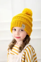 Chapéus chapéu de gorro de inverno para meninas letra malha infantil outono quente beanies de rabo de cavalo de 1 a 8 anos