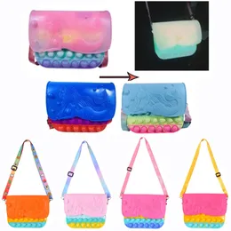 Sjöjungfruflikväska fidget leksaker poppar sina sensoriska leksaker silikon pops bubblor mode satchel childrens dekompression leksak utbildningsutbyte ryggsäck gåvor