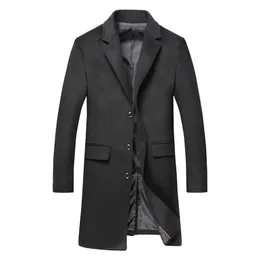 Lã de lã masculina Parklees Wool Solid Trench Coat Men de manga comprida à prova de vento quente Big Pocket Coat Men Office Casual Plus Size Streetwear 220930