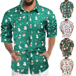 Herren T -Shirts 3D Digitaldruck Shirt Männer Langarm Weihnachts -Bankett Holiday Printed Tops Mode Cartoon Outwear Outwear