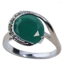 Anéis de casamento redondo jóias vermelhas Garnet verde zircão prateado argent anel US# Tamanho 6/7 8 9 S0149 S0151 S0152