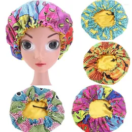 Hats Kids Girls Adjustable Sleep Cap African Batik Print Satin Hair Care Bonnet Turban Child Hat Chemo Beanies Elastic Band Headwear