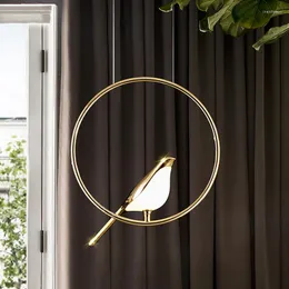Pendant Lamps Nordic Golden Bird Led Light Modern Luxury Designer Lamp Creative Art Living Dining Room Suspension Kitchen Fixture