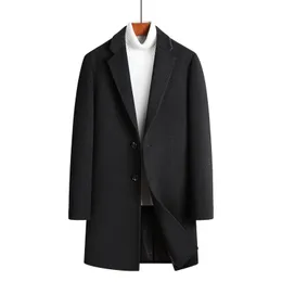 L￣ de l￣ masculina Parklees Warm Wool Long Casat Men diariamente s￳lido Slim Windsoonce Trench vintage Homme Plus Tamanho Overs Coat 220930