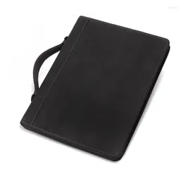 محيضات محفظة جلدية حقيقية لـ iPad Pro Retro Portable Business Journal Document A4 Cover Bag حقيبة متعددة الوظائف