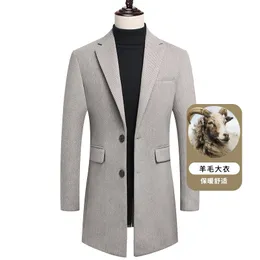 L￣ de l￣ masculina mistura de outono e inverno masculino brit￢nico elegante e elegante e moda de midlen comprimento simples casual casual slim l￣ 220930