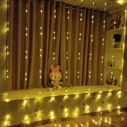 Strings Thrisdar 3x3M 320LED Waterfall Icicle Curtain Led String Light Water Flow Fairy Meteor Shower Rain Christmas