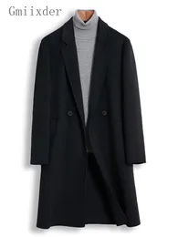 Herren-Wollmischungen, Gmiixder, elegante Kaschmir-Langjacke, mittellanger, verdickter, lockerer Wollmantel, Business-Casual-Zweireiher-Trenchcoat 220930