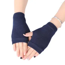 Rowerowe rękawiczki unisex bawełniane dzianiny bez palców stały kolor rozciągliwy kciuki Długość nadgarstka