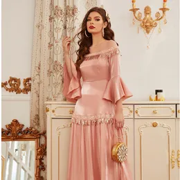 2023 pink Sheath Long Sleeves Evening Dresses Wear Illusion Crystal Beading High Side Split Floor Length Party Dress Prom Gowns Open Back